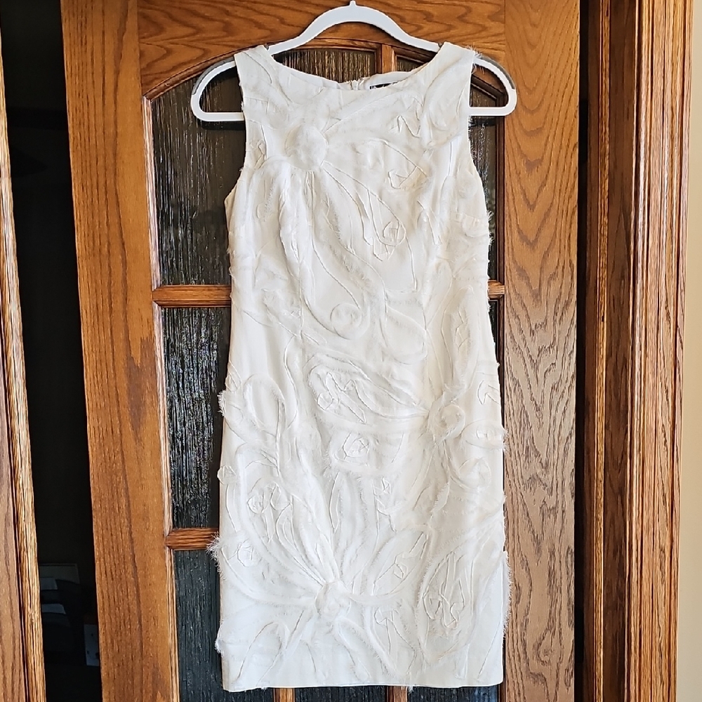 Ann Taylor Ivory Floral Appliqué Mini Dress